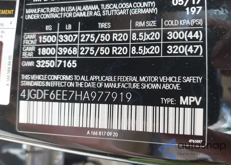 2017 Mercedes-Benz Gls 450 4Matic z USA, uszkodzony, nr VIN 4JGDF6EE7HA977919